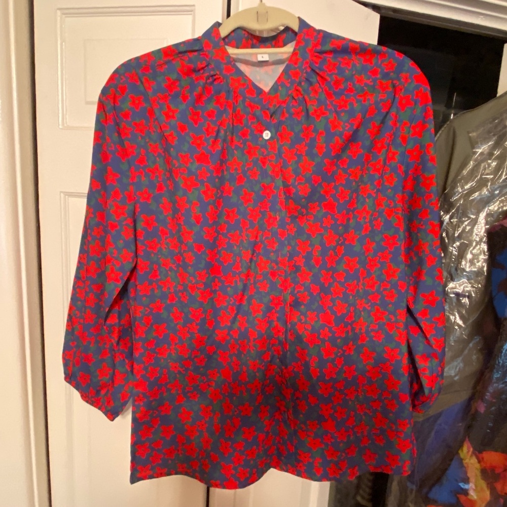 Blouse Blue and Red floral
